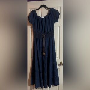 K Jordan Navy Maxi Dress with Smocked Waist